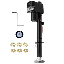 Load image into Gallery viewer, RVMATE Electric A-Frame Trailer Jack up to 3500lbs Heavy Duty RV Electric Power Tongue Jack with Accessories Manual Crank Handle and Level, 18" Lift, 12V DC and Bright LED Lights, Black