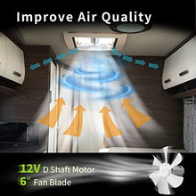 Load image into Gallery viewer, RVMATE 6 inch Replacement White RV Vent Fan Blade for RV with 12V D-Shaft RV Vent Motor