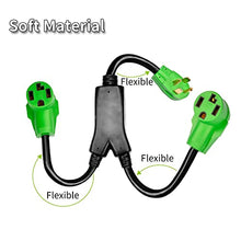 Load image into Gallery viewer, RVMATE 4 Prong Dryer Splitter 30 Amp, NEMA 14-30P to (2)14-30R Y Receptacle 26.5 Inch, Waterproof PVC Jacket Built to Last