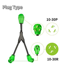 Load image into Gallery viewer, RVMATE 3 Prong Dryer Splitter 30 Amp, NEMA 10-30P to (2)10-30R Y Receptacle 26.5 Inch, Built to Last, Waterproof PVC Jacket