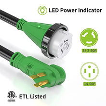 Load image into Gallery viewer, RVMATE 50 Amp 50 Feet RV Lockable Power Extension Cord, Easy Plug in Handle, 14-50P to SS 2-50R with LED Indicator, ETL Listed