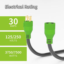 Load image into Gallery viewer, RVMATE 30 Amp Generator Cord 4 Prong 10 Feet, NEMA L14-30P/L14-30R, 125/250V Up to 7500W 10 Gauge SJTW Generator Extension Cord, ETL Listed