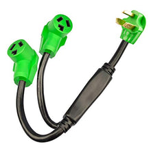 Load image into Gallery viewer, RVMATE 3 Prong Dryer Splitter 30 Amp, NEMA 10-30P to (2)10-30R Y Receptacle 26.5 Inch, Built to Last, Waterproof PVC Jacket