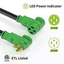 Load image into Gallery viewer, RVMATE 50 Amp 15 Feet RV/EV Extension Cord, Easy Plug in Handle, 14-50P to 14-50R with LED Indicator, ETL Listed, Come w/Storage Bag and Plastic Strap