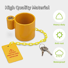 Load image into Gallery viewer, RVMATE 5th Wheel Lock, Heavy Duty Steel King Pin Lock with Anti-Theft Warning Tag, for 5th Wheel/Semi Trailers/RVs/Containers