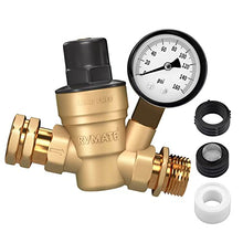 Load image into Gallery viewer, RVMATE RV Water Pressure Regulator, Brass Lead-Free Water Pressure Reducer Kit, Adjustable Valve with Inlet Screen Filter, for Camper Travel Trailer