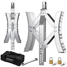Load image into Gallery viewer, RVMATE RV Camper Wheel Chock Stabilizer Scissor, X Chocks Wheel Stabilizer (2 Packs) for RV Travel Trailer Tires, X Chock for Locking Tandem Wheels When Parked on Uneven Surfaces, Silver.