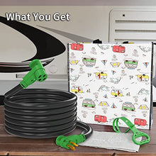 Load image into Gallery viewer, RVMATE 50 Amp 15 Feet RV/EV Extension Cord, Easy Plug in Handle, 14-50P to 14-50R with LED Indicator, ETL Listed, Come w/Storage Bag and Plastic Strap
