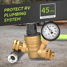 Load image into Gallery viewer, RVMATE RV Water Pressure Regulator, Brass Lead-Free Water Pressure Reducer Kit, Adjustable Valve with Inlet Screen Filter, for Camper Travel Trailer