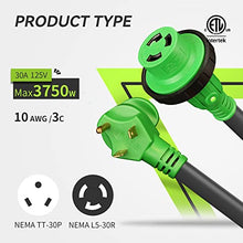 Load image into Gallery viewer, RVMATE 30 Amp 50 Feet RV Lockable Power Extension Cord, Easy Plug in Handle, TT-30P to L5-30R with LED Indicator, 10 AWG, ETL Listed
