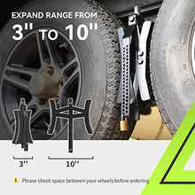 Load image into Gallery viewer, RVMATE RV Camper Wheel Chock Stabilizer Scissor, X Chocks Wheel Stabilizer (2 Packs) for RV Travel Trailer Tires, X Chock for Locking Tandem Wheels When Parked on Uneven Surfaces, Black.