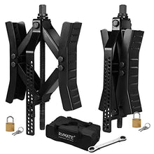 Load image into Gallery viewer, RVMATE RV Camper Wheel Chock Stabilizer Scissor, X Chocks Wheel Stabilizer (2 Packs) for RV Travel Trailer Tires, X Chock for Locking Tandem Wheels When Parked on Uneven Surfaces, Black.