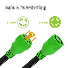 Load image into Gallery viewer, RVMATE 30 Amp Generator Cord 4 Prong 100 Feet, NEMA L14-30P/L14-30R, 125/250V Up to 7500W 10 Gauge SJTW Generator Extension Cord, ETL Listed
