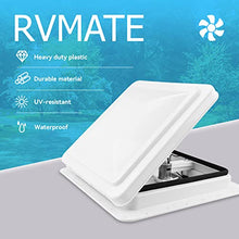 Load image into Gallery viewer, RVMATE 14&quot; Remote RV Roof Vent Fan for RV/Camper/Trailer, Remote Control Reversible Exhaust RV Roof Vent Fan White with 12V RV Vent Fan 6&quot; Blades
