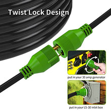 Load image into Gallery viewer, RVMATE 3 Prong 30 Amp Generator Extension Cord 10 Feet, NEMA L5-30P/L5-30R 125V SJTW Jacket
